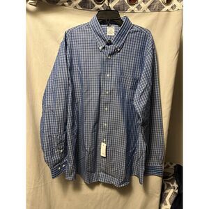 NWT Brooks Brother Regent Regular-Fit Dress Shirt, Non-Iron Size 18-`36/37 Blue
